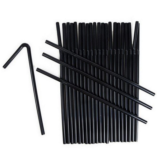 Трубочка пластикова Чорна 21см 200шт